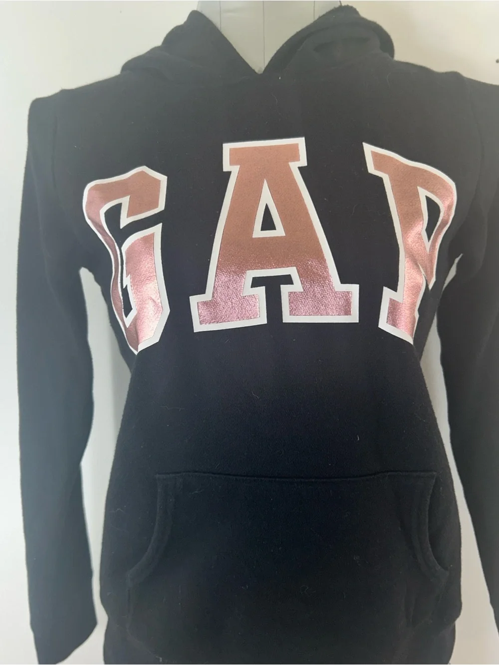 GAP Black Hoodie with Metallic Pink Logo